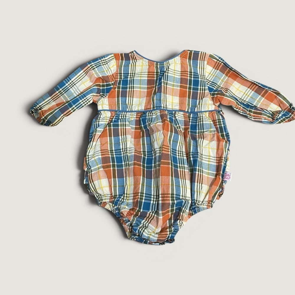 Ruffle Butts Plaid Bubble Romper 3-6 Months Fall Autumn